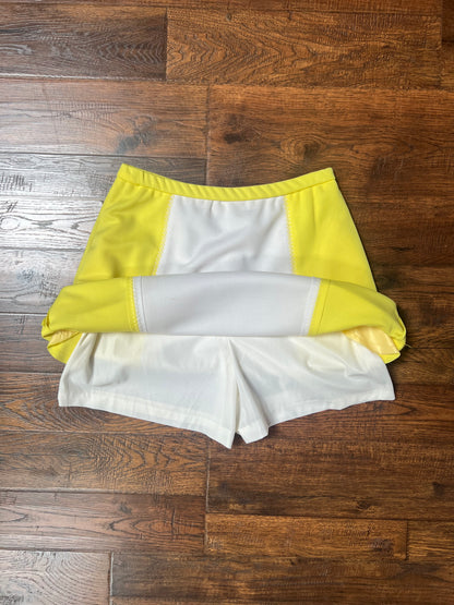 Vintage Clothing - A-Line Above Knee Mod Skirt - Yellow and White - Medium - Haymaker