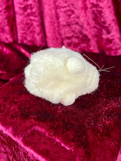 Vintage Collectibles - Miniature Stuffed Toy - White Pom Pom Bunny Rabbit - 25061 - Steiff - Germany