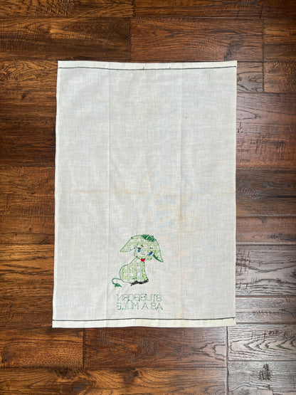 Vintage Linens - Anthropomorphic Embroidered Napkin Set - Hungry Bear, Stubborn Mule, Frisky Pup