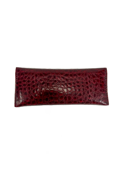 Vintage Accessories - Eye Glasses Case - Embossed Leather - Oxblood Red