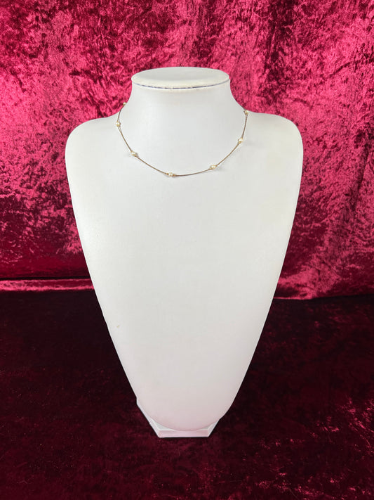 Vintage Jewelry - Necklace - Faux Pearls and Gold Beads - 16" - Monet
