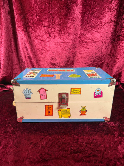 Vintage Toy - Metal Doll Suitcase with Dynamite Stickers - 1970s