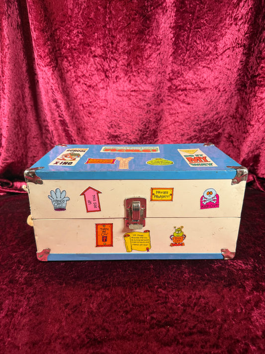 Vintage Toy - Metal Doll Suitcase with Dynamite Stickers - 1970s
