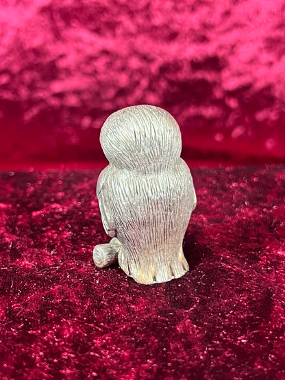 Vintage Figurine - Metal Miniature - Pewter Owl