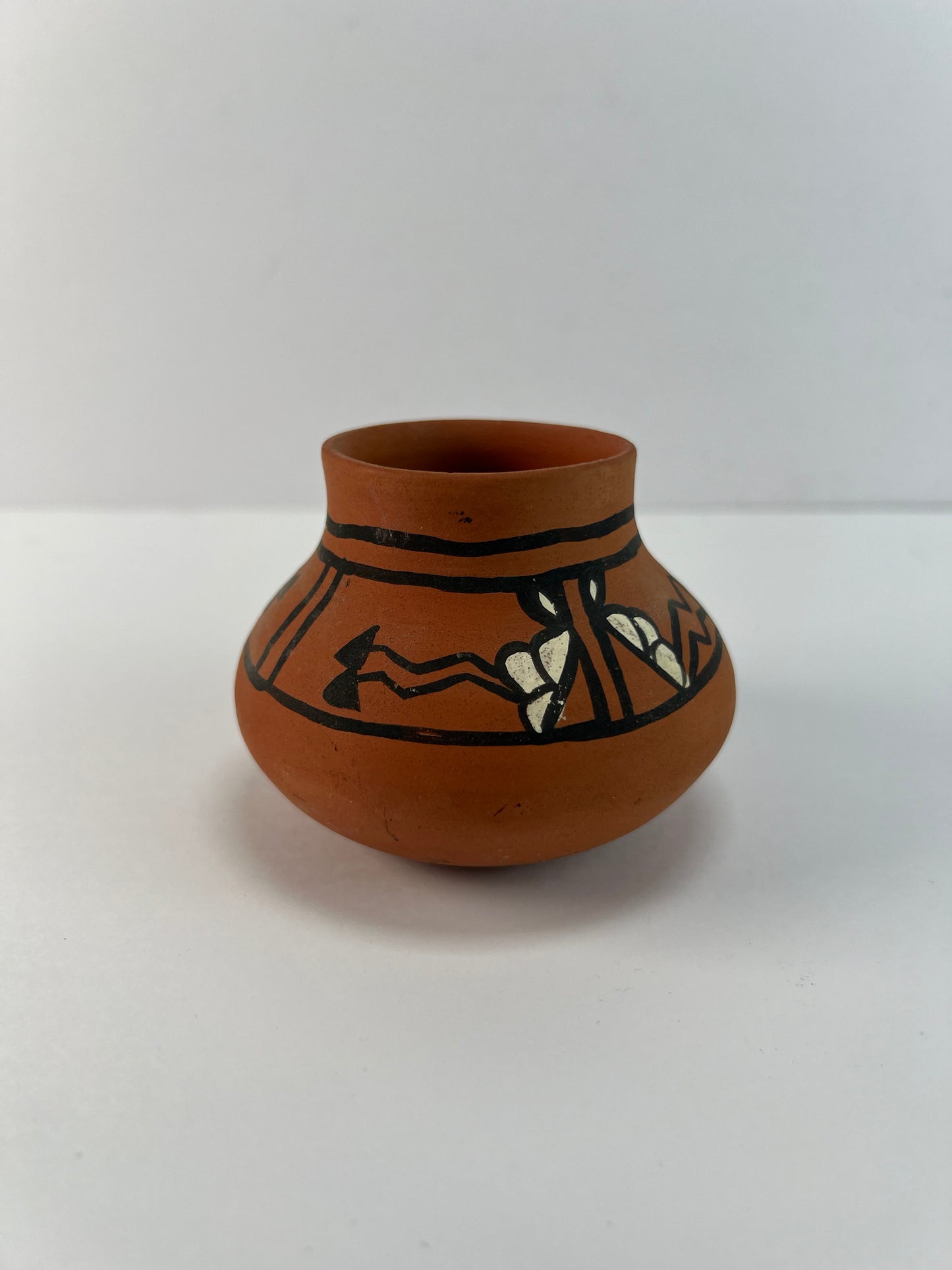 Vintage Native American Pottery - Miniature Terracotta Vase - Signed