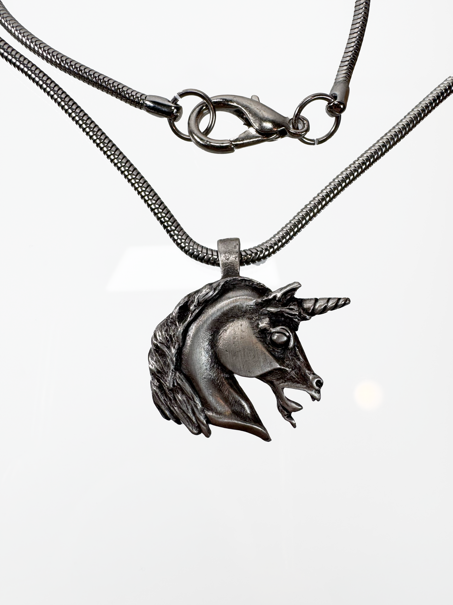 Vintage Necklace - Unicorn Pendant - 18" Snake Chain