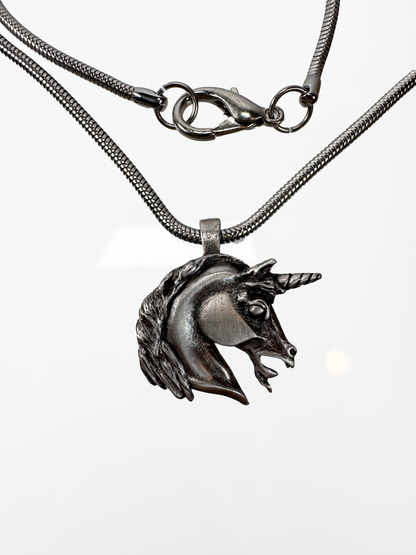 Vintage Necklace - Unicorn Pendant - 18" Snake Chain