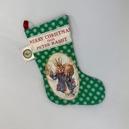 1992 F. Warne & Co Toy Works Peter Rabbit Beatrix Potter Christmas Stocking in Green