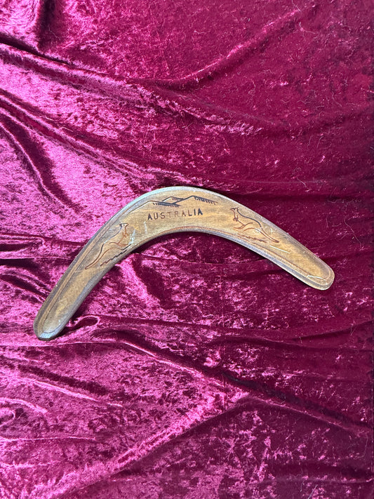 Vintage Souvenir - Carved Wood Returning Boomerang - Austalia