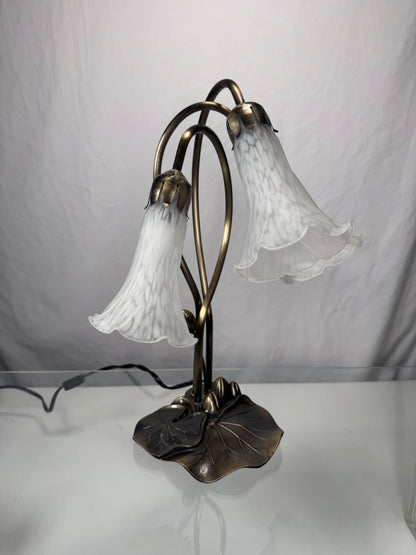 Vintage Lighting - Brass Gooseneck Lamp - Triple Headed Lily Pad - Made In China