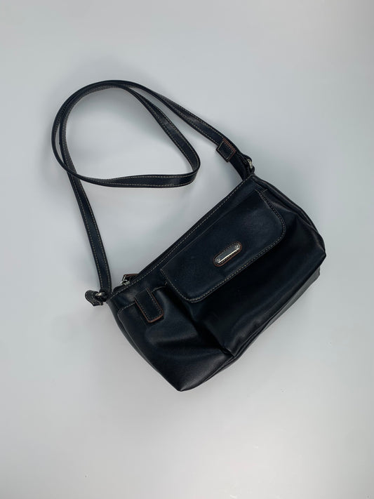 Vintage Purse - Crossbody Multi-Pocket Utility Bag - Black