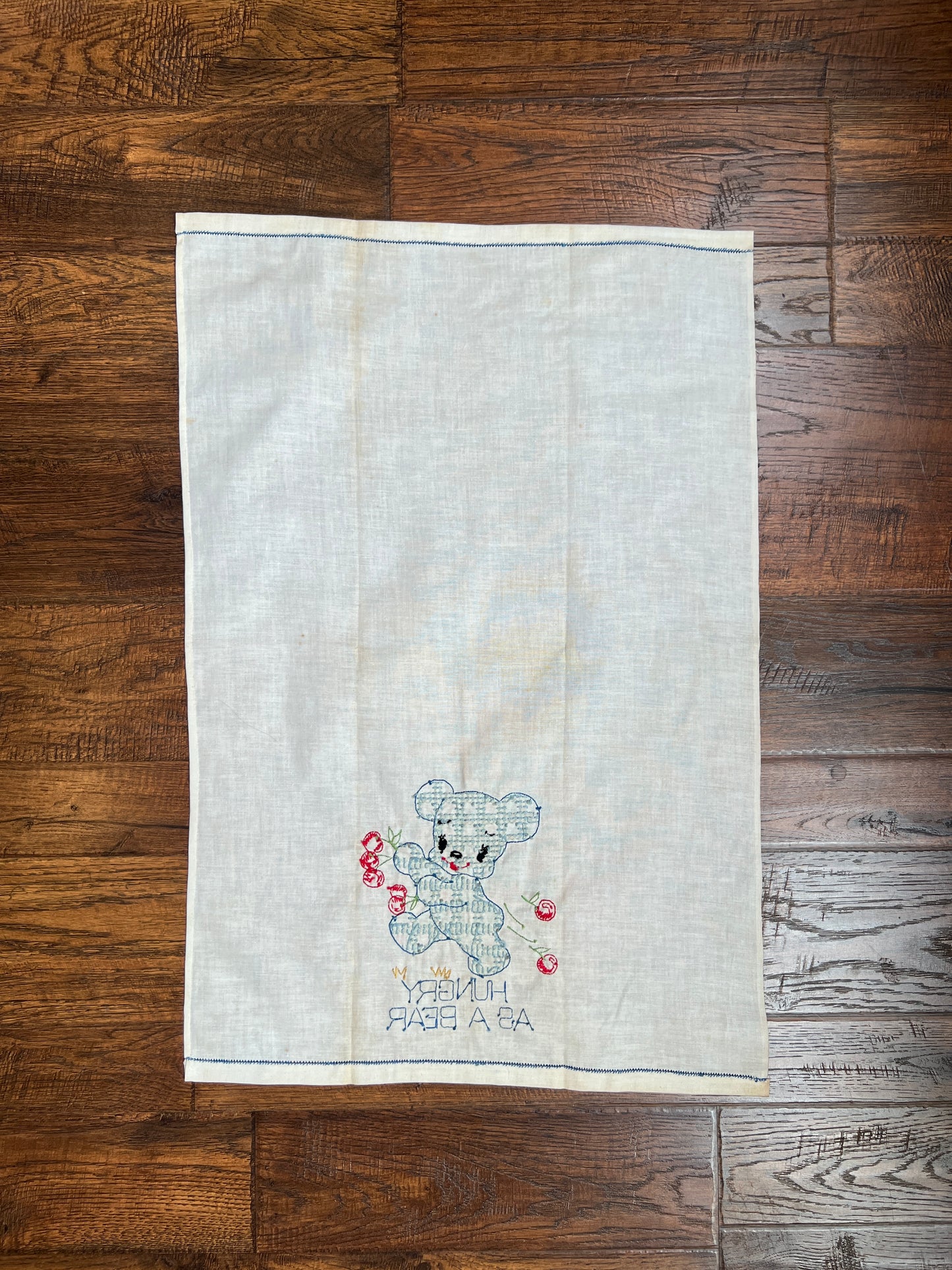 Vintage Linens - Anthropomorphic Embroidered Napkin Set - Hungry Bear, Stubborn Mule, Frisky Pup
