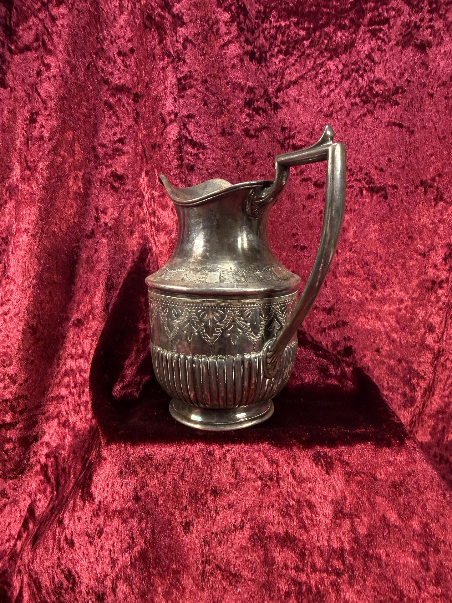 Antique Decor - Thai Silver Decanter with Handle - Floral Geometric Designs