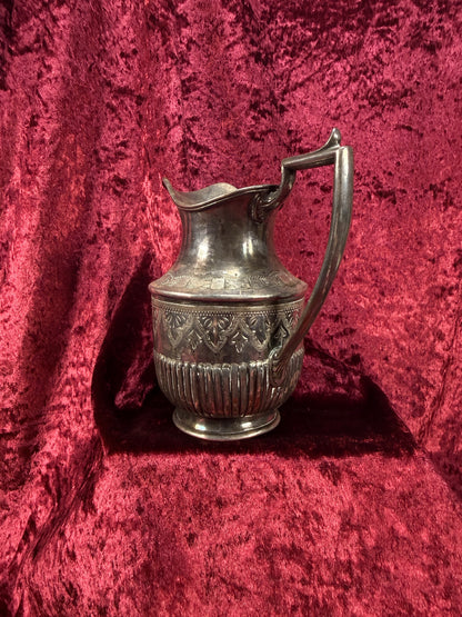 Antique Decor - Thai Silver Decanter with Handle - Floral Geometric Designs