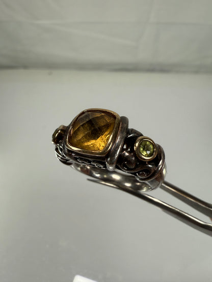 Vintage Jewelry - Gabrielle Bruni Ring - Two Tone Silver & 18k Yellow Gold - Citrine and Peridot - Size 7