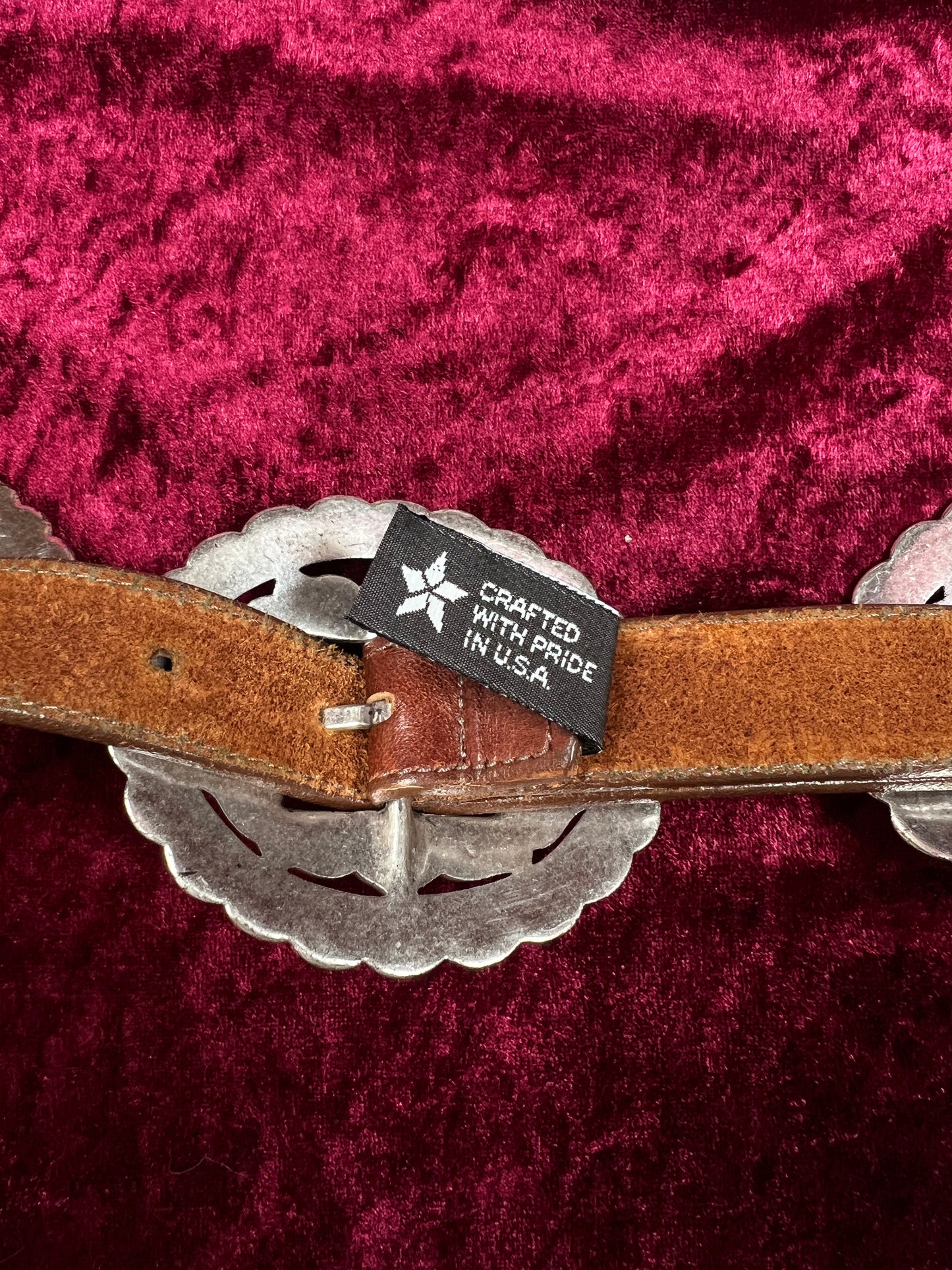 Vintage Brighton Leather Concho Belt - Silver Sunflower Western Belt USA Made - 29.5-33.5"