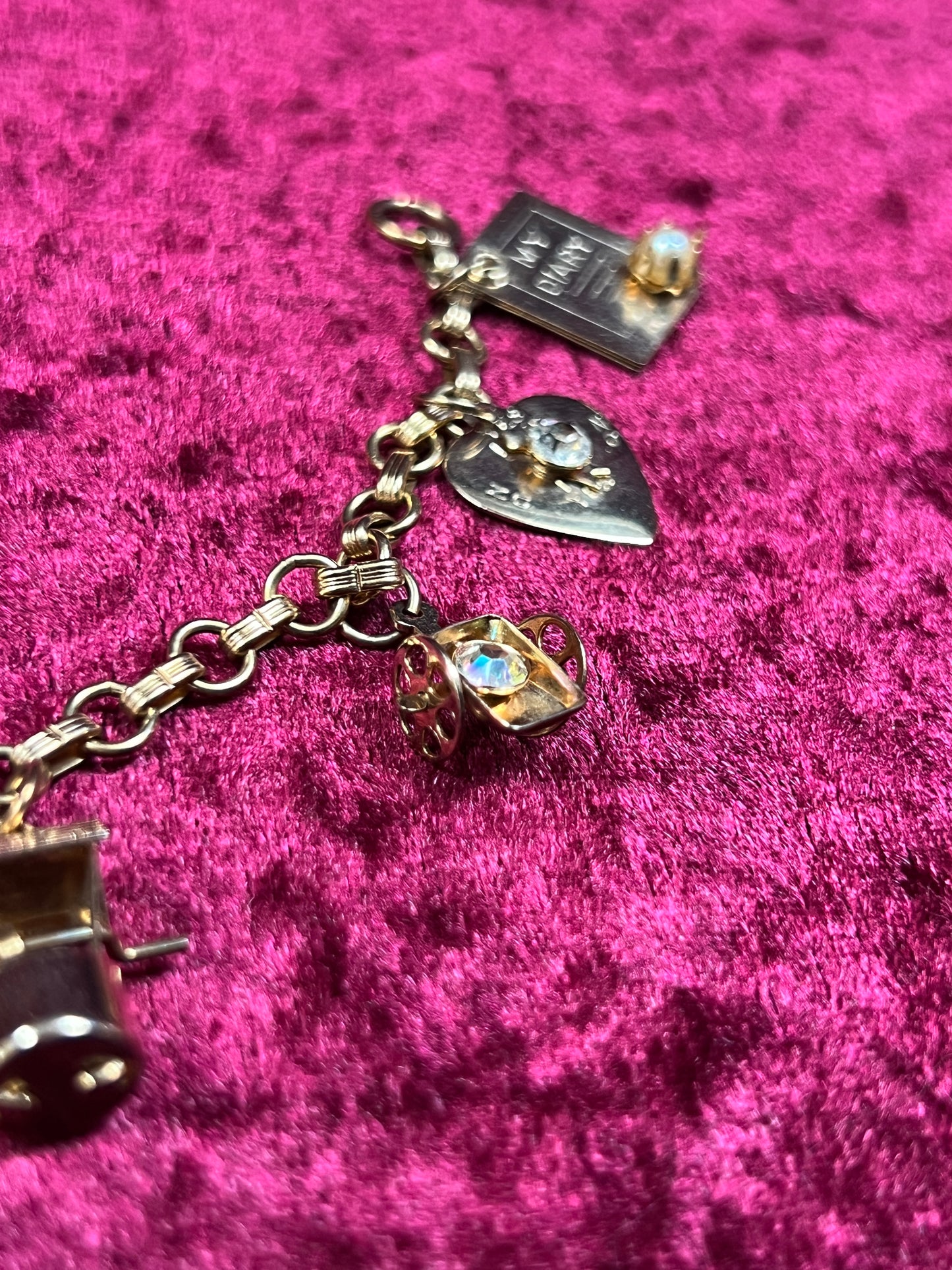 Vintage Jewelry - Dainty Charm Bracelet - Gold Tone - My Diary