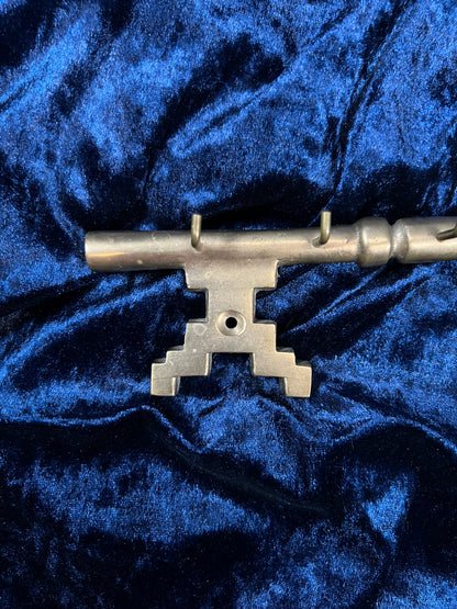 Vintage Brass Key Holder - Oversized Skeleton Key Five Hook Wall Rack
