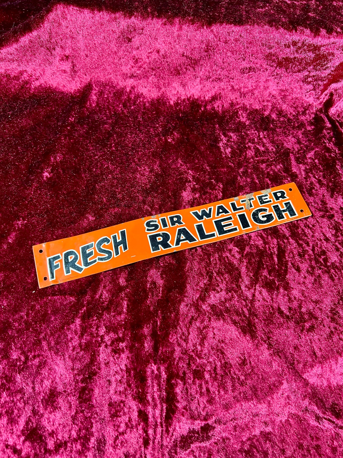 Vintage Tobacciana - Metal Enamel Advertisement Sign - Sir Walter Raleigh Fresh - Made in USA