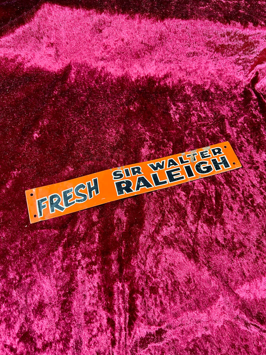 Vintage Tobacciana - Metal Enamel Advertisement Sign - Sir Walter Raleigh Fresh - Made in USA