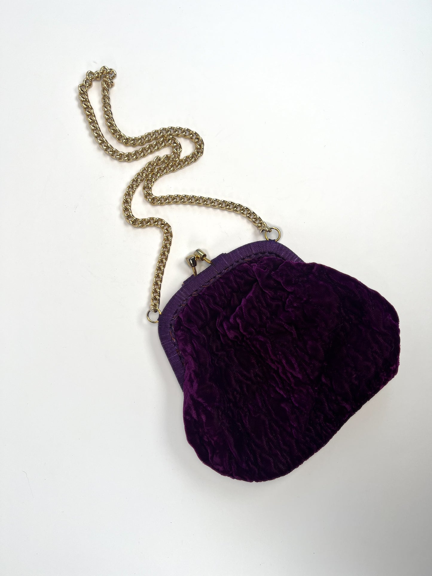 Vintage Purse - Evening Shoulder Bag - Crushed Royal Purple Velvet - An Olympic Accessory - Made In Italy