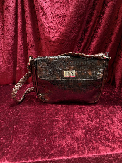Vintage Accessories - y2k Brown Mock Crock Shoulder Purse - Bijoux Terner