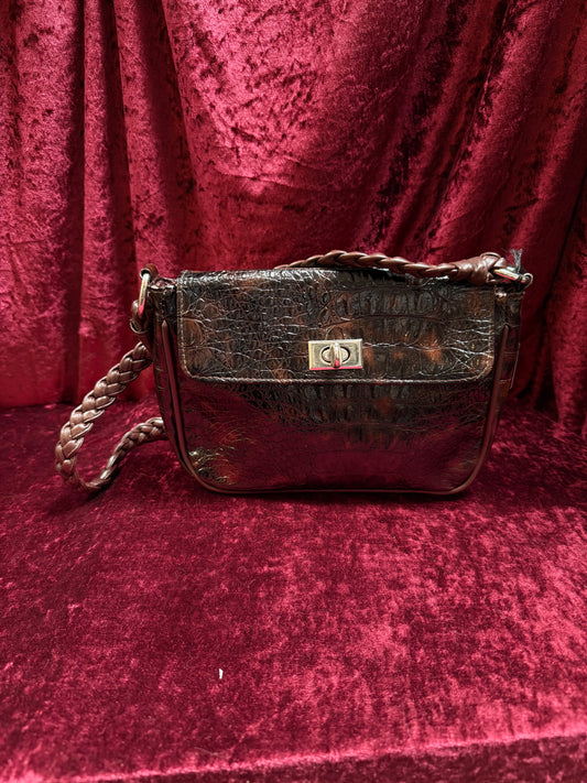 Vintage Accessories - y2k Brown Mock Crock Shoulder Purse - Bijoux Terner