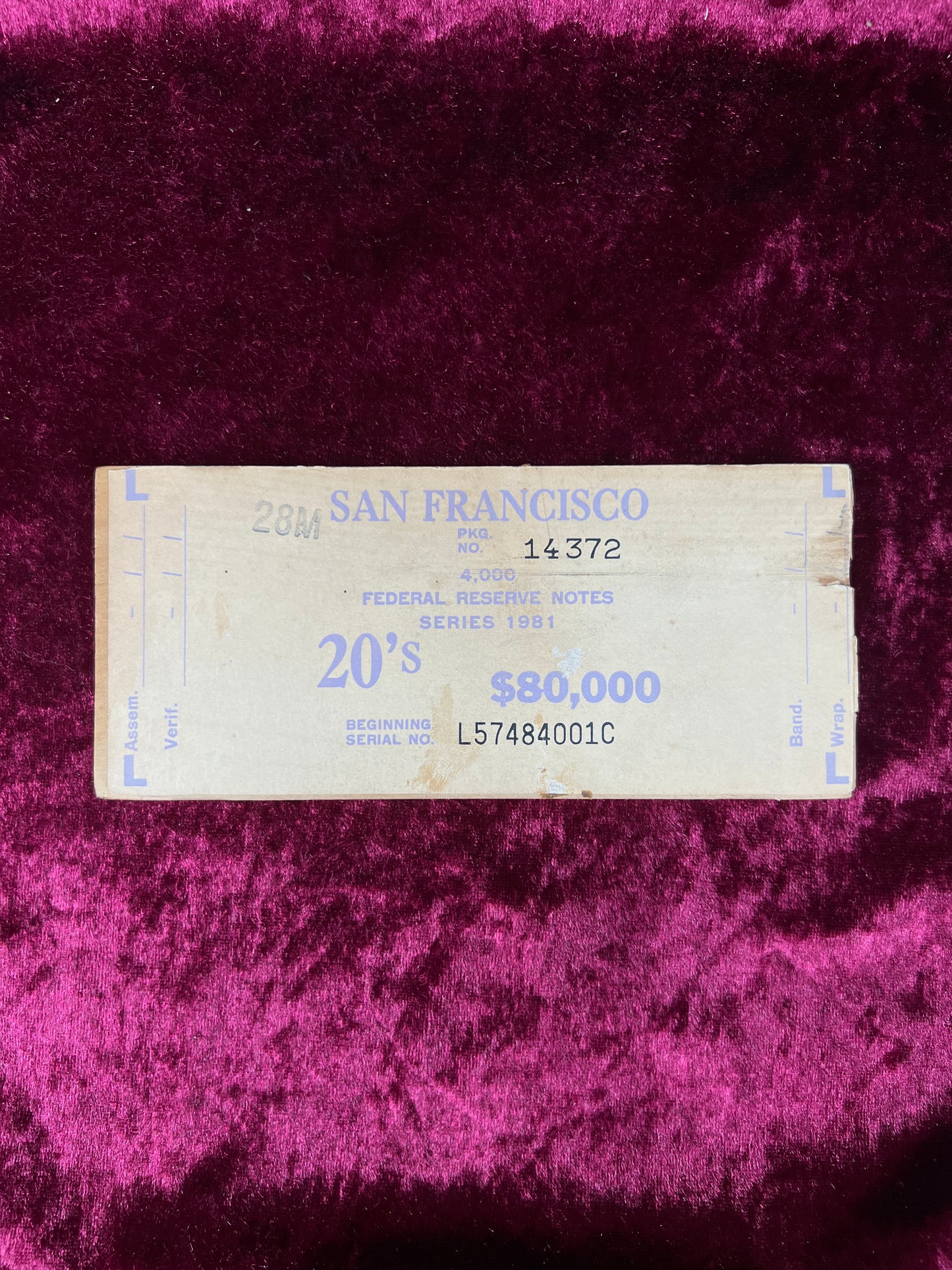 Vintage Wood Bank Currency $20 Banding Boards - Federal Reserve San Francisco Set of 10