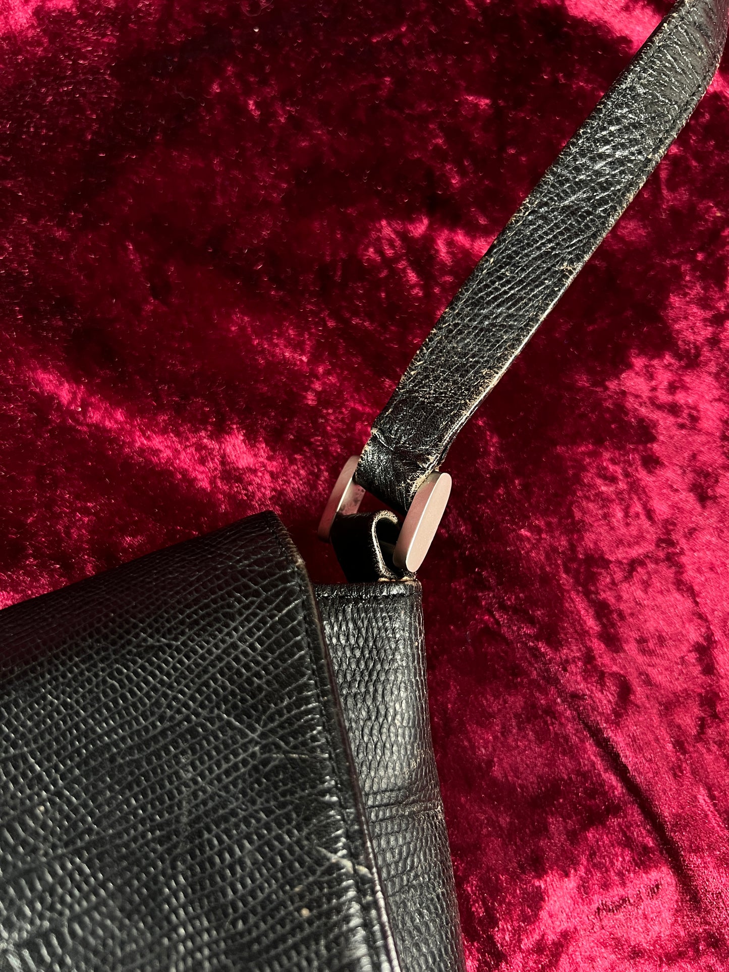 Vintage Roberto Fabris Leather Crossbody Bag - Black Lizard Embossed Purse