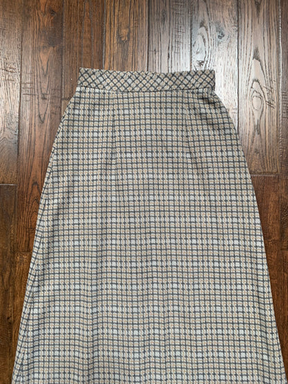 Vintage Clothing - Full Length Button Front Skirt - Neutral Plaid - Jantzen - X-Small - Made In USA