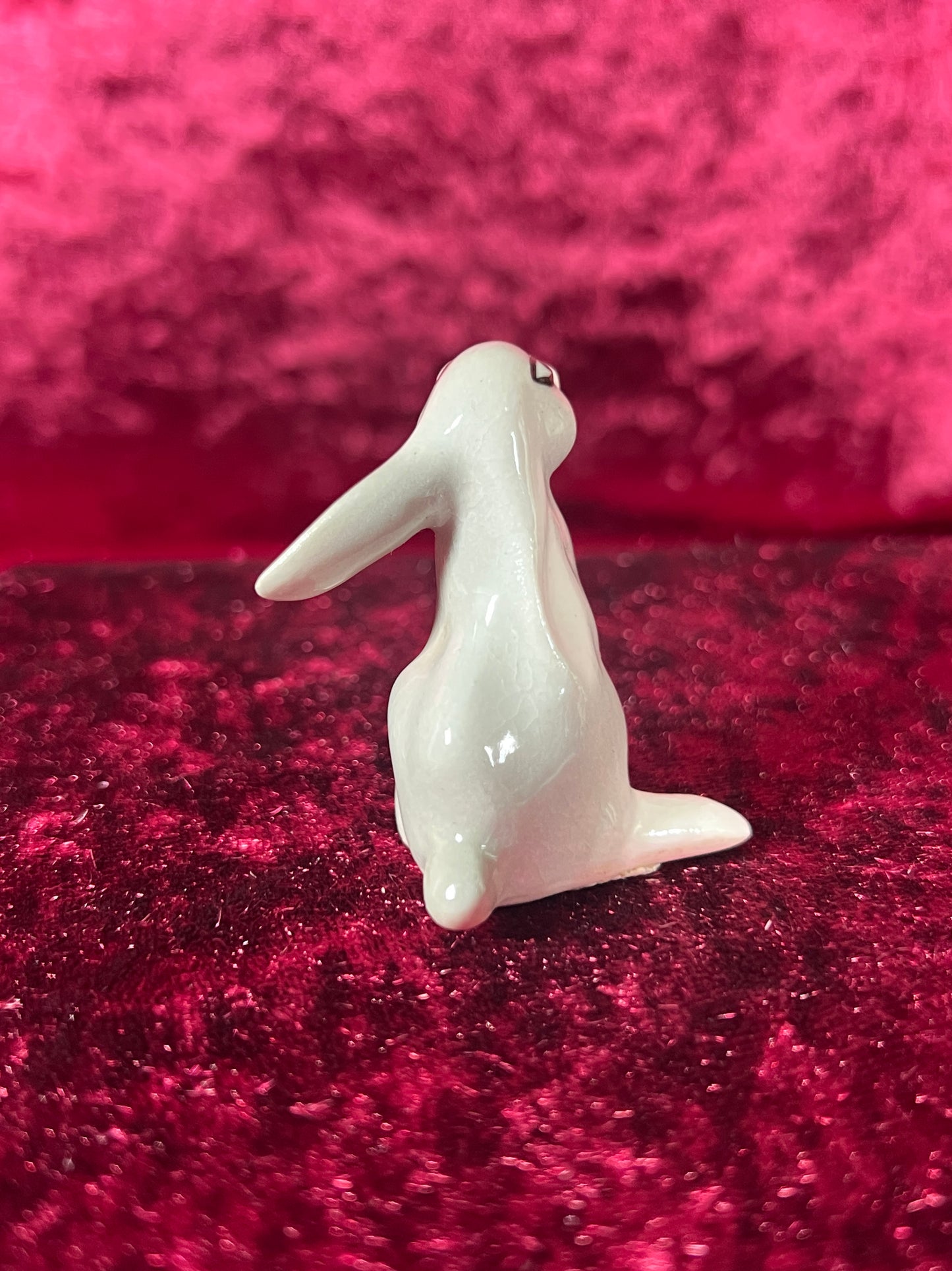 Vintage Figurine - Porcelain Miniature - Grey and White Floppy Bunny