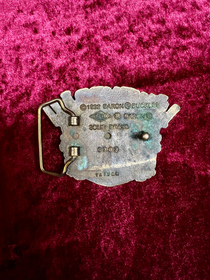 Vintage Solid Brass Belt Buckle - Löwenbräu Munich Brewery Crest - 1982 Baron Buckles