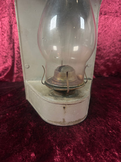 Antique Metal Railroad Wall Mount Oil Lantern – Gray Hurricane Lamp Glass Chimney - Eagle