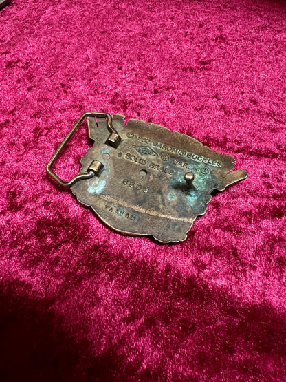 Vintage Solid Brass Belt Buckle - Löwenbräu Munich Brewery Crest - 1982 Baron Buckles