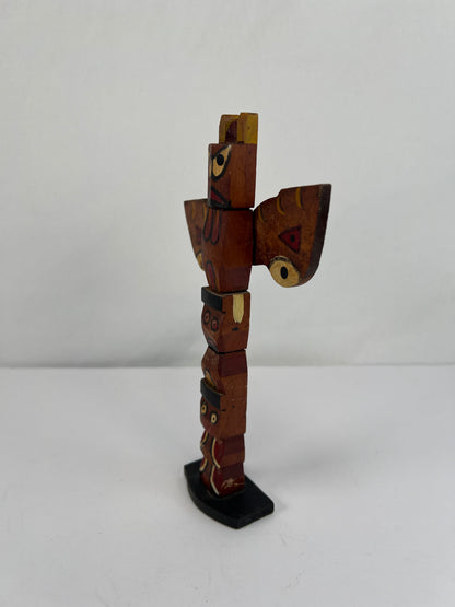 Vintage Souvenir - Hand Carved Totem Pole with Moveable Wings - Made in The Republic of China - 8"