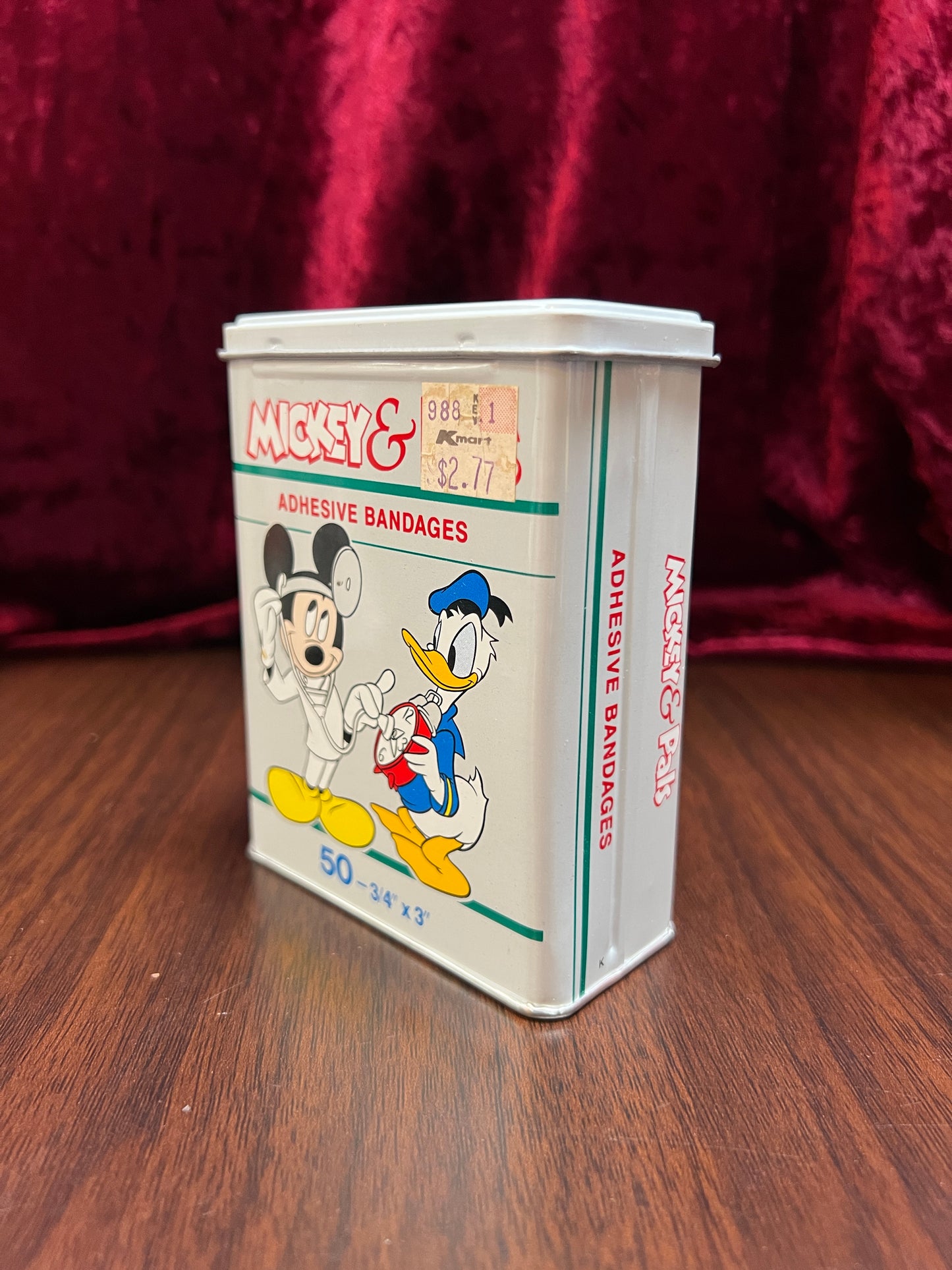 Vintage Advertisement - Metal Storage Tin - Mickey & Pals Adhesive Bandages - Walt Disney Co.
