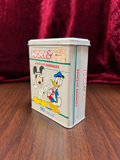 Vintage Advertisement - Metal Storage Tin - Mickey & Pals Adhesive Bandages - Walt Disney Co.