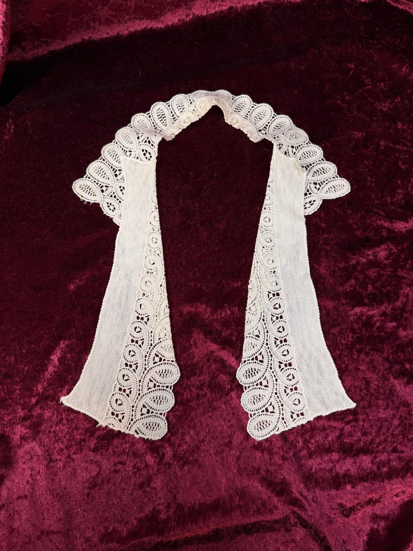 Vintage Lace Collar Overlay – Victorian Style Open Front Embroidered Panel