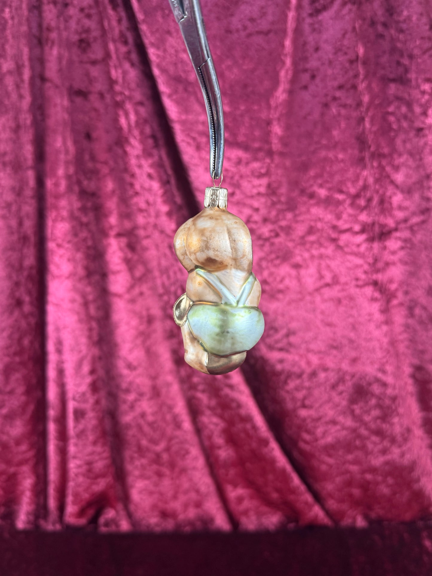 Vintage Christmas - Handblown Glass Ornament - Anthropomorphic Elephant Playing A Trombone