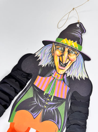 Vintage Halloween Decoration - Beistle 1990s Action Dancer Crepe Paper Die Cut - Witch