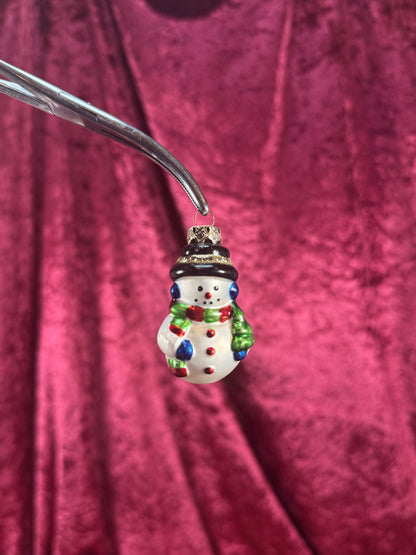 Vintage Christmas - Handblown Glass Ornament - Classic Snowman - 2"