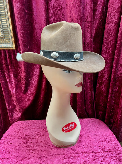 Vintage Brown Wool Cowboy Hat with Silver Conchos – Western Style - Stetson Junior