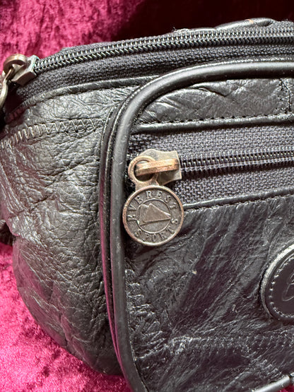 Vintage Y2K Leather Everest Waist Bag – Black Multi-Pocket Fanny Pack