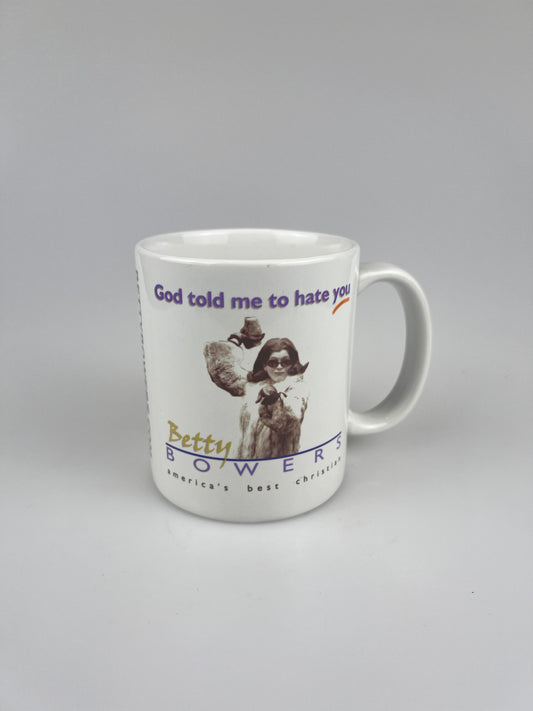 Rare Betty Bowers America's Best Christian Coffee Mug | Early Internet Humor | God Told Me