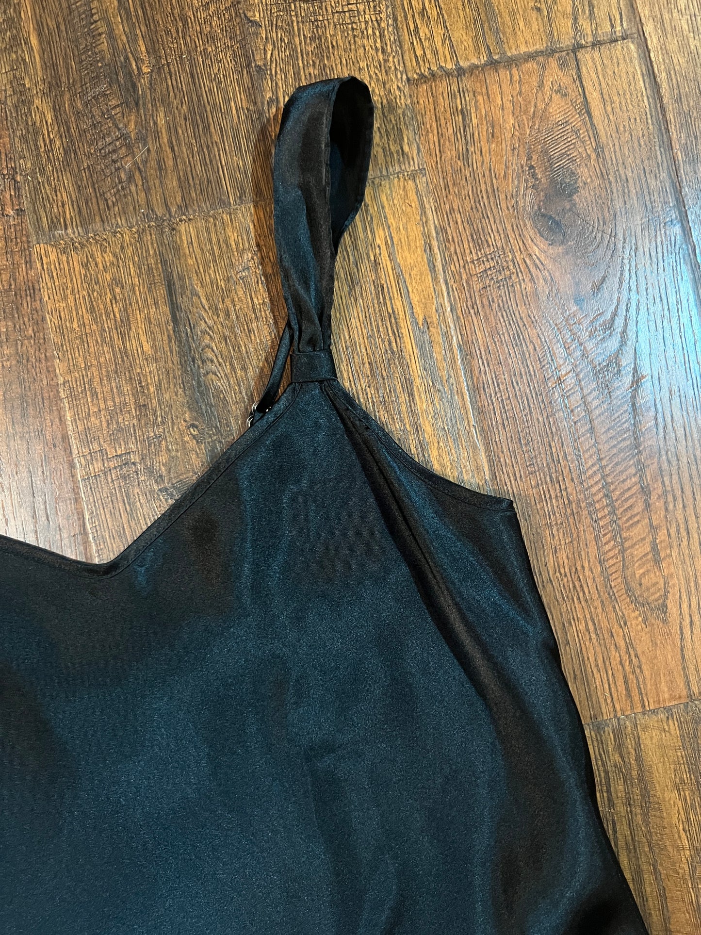 Vintage Clothing - LA Intimates Black Satin Slip Dress - Size Medium