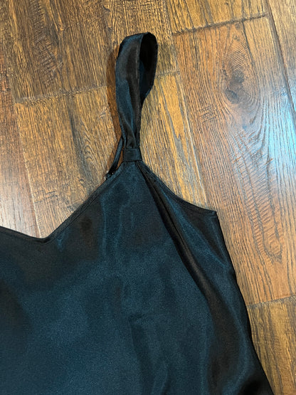 Vintage Clothing - LA Intimates Black Satin Slip Dress - Size Medium