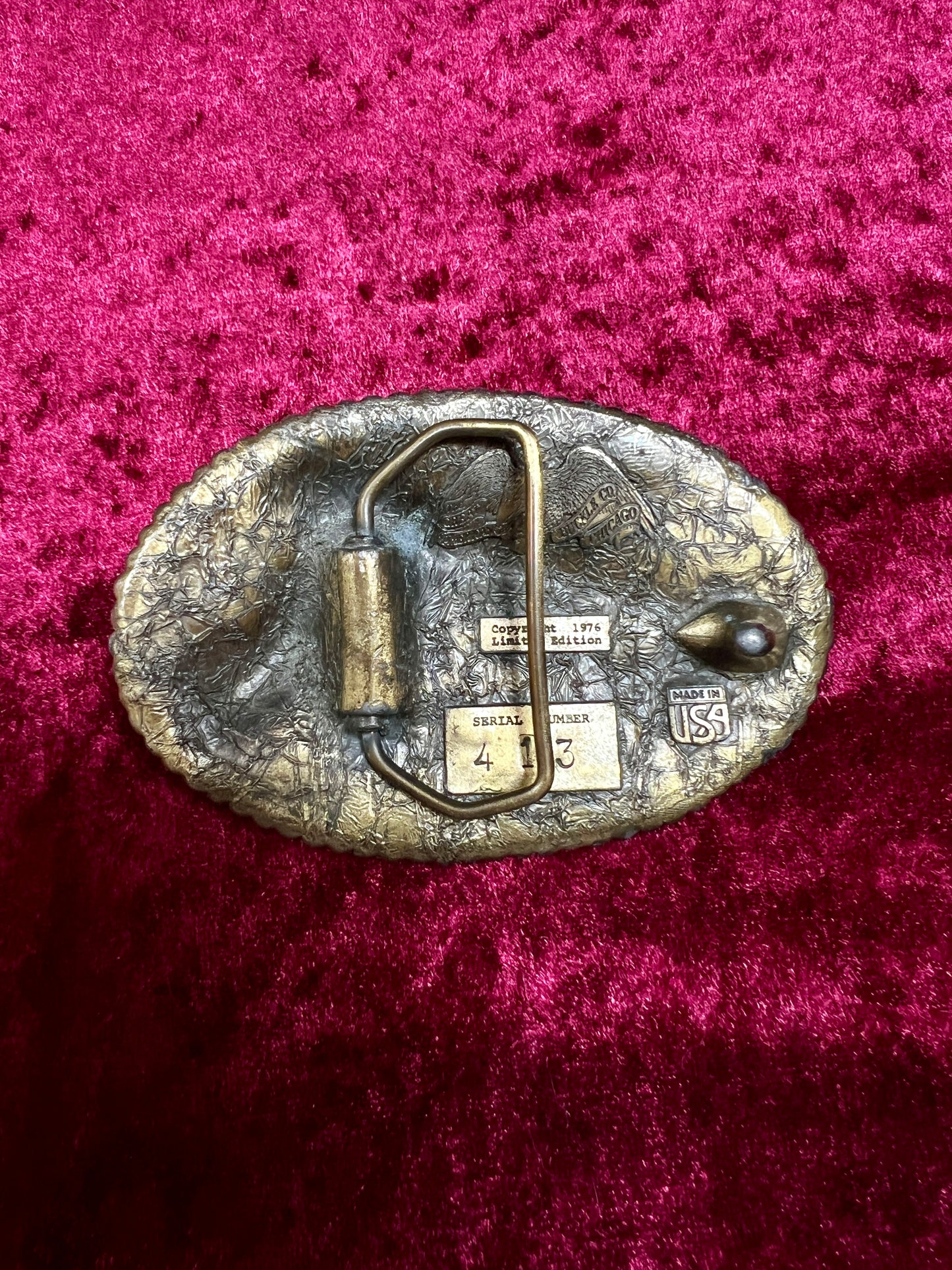 Vintage Solid Brass Belt Buckle - Luger Pistol 413 Limited Edition 1976 - Buckle Co. Chicago
