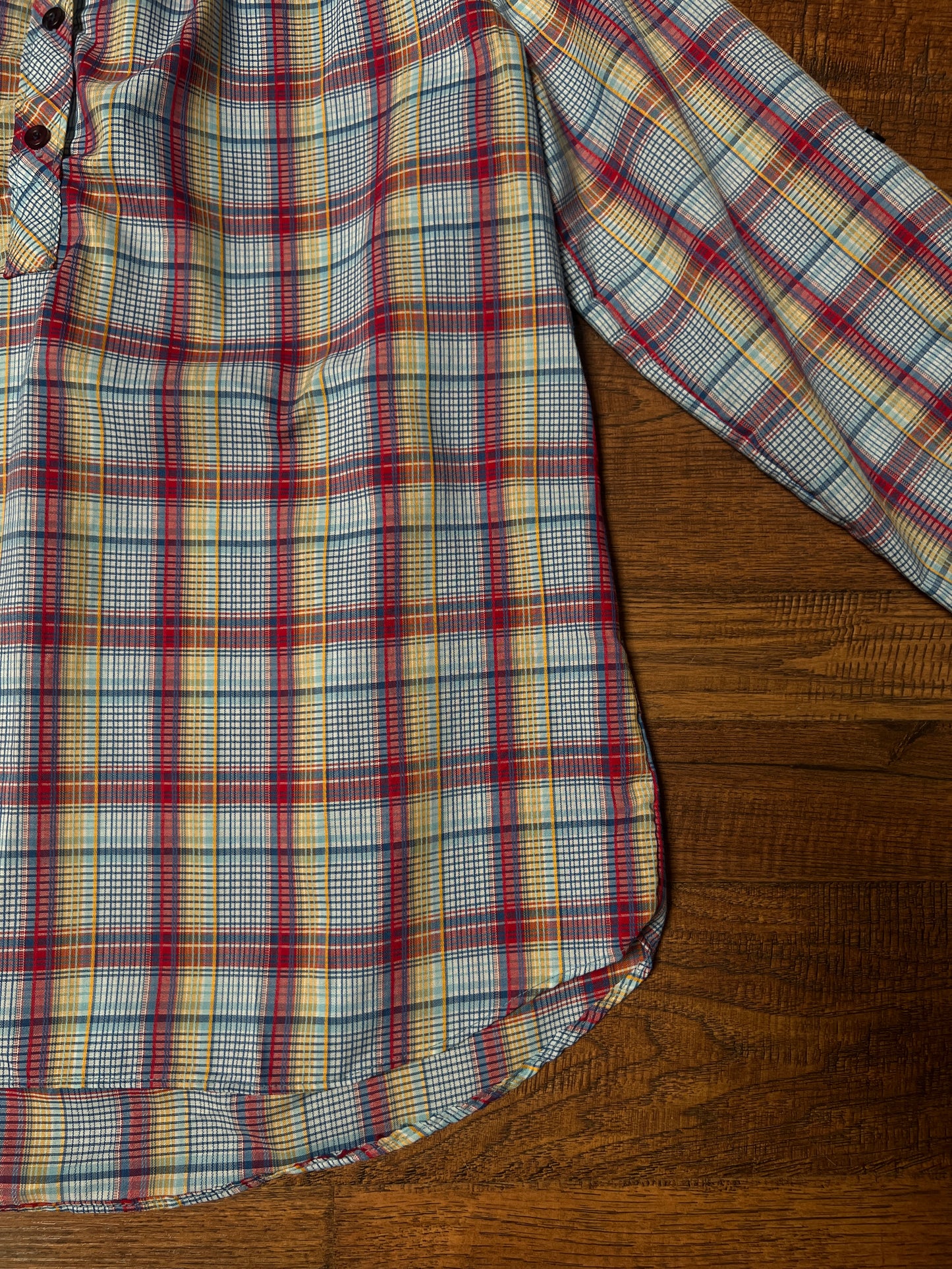 Vintage Miss Fashionability Plaid Blouse – Contrast White Collar Preppy Style – Medium