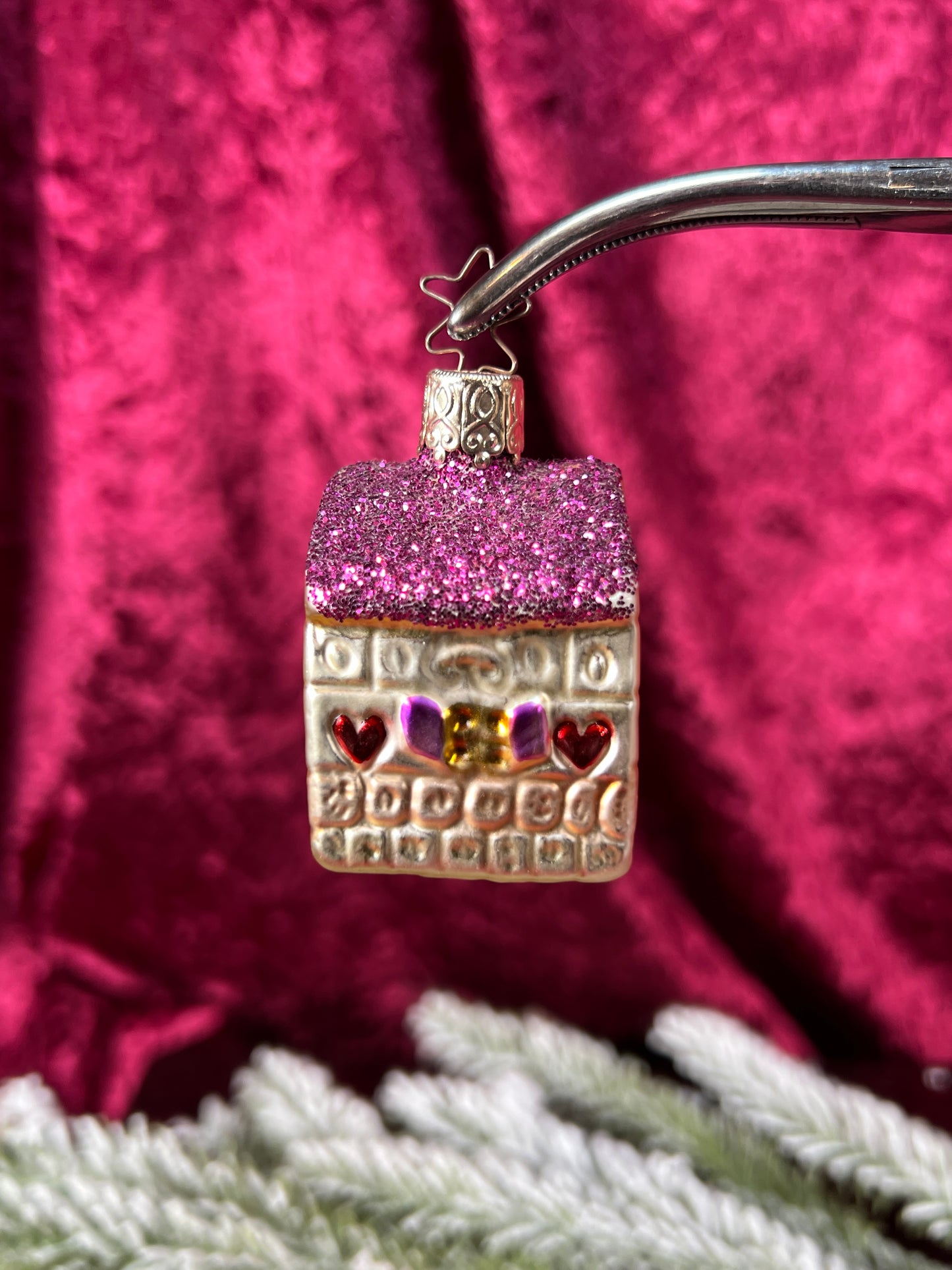 Vintage Christmas - Handblown Glass Ornament - Miniature First Home House - Germany