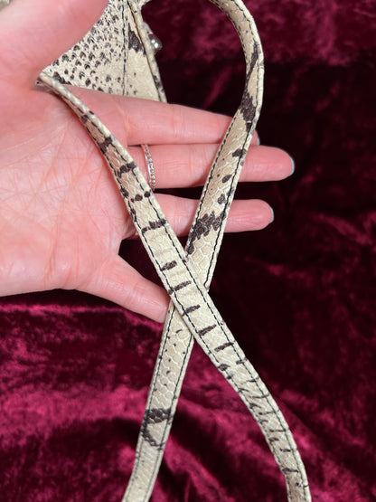 Vintage Susan Gail Snakeskin Crossbody Bag - Cream Brown Mini Saddle Purse